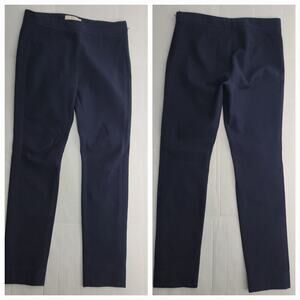 Tory Burch Trouser Pant SZ 4 Slim Straight Leg Side Zip Pull On High Rise Navy
